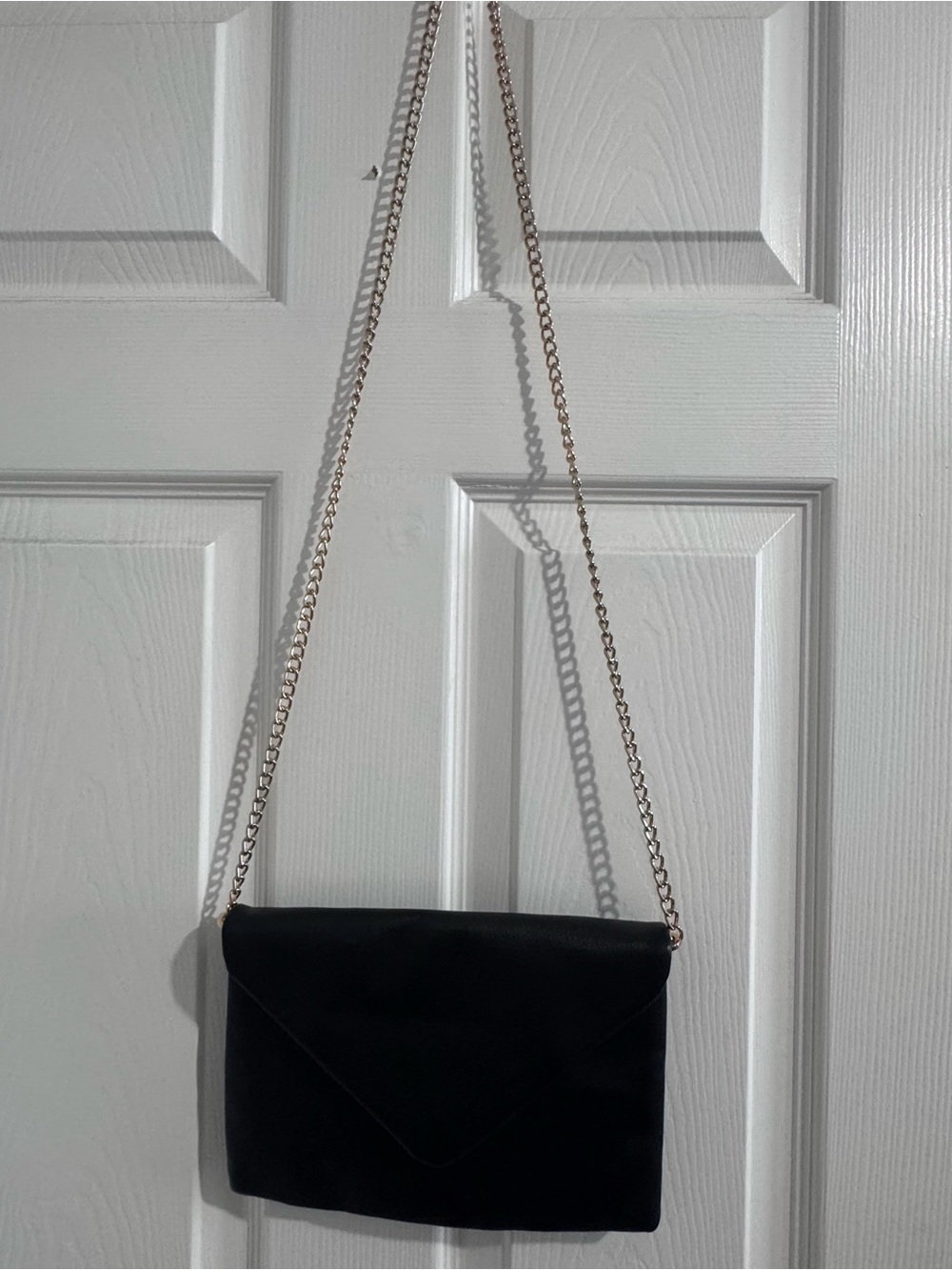 A New Day Black Envelope Clutch with Gold Chain Strap